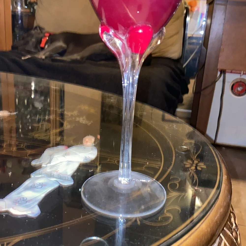 MURANO ART GLASS WINE DEEP RUBY RED 9.75" 16 OUNCES EXCELLENT - Picture 2 of 4